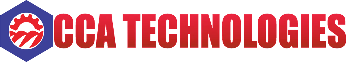 Red text reading USA TECHNOLOGIES with a heart-shaped symbol on the left. The background consists of blue and red horizontal stripes.